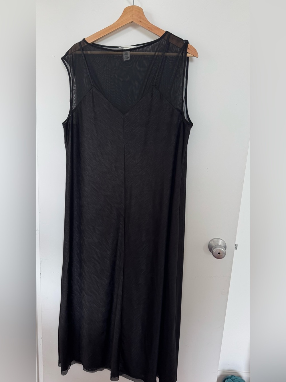 H&M Black Sleeveless Mesh Overlay Maxi Dress